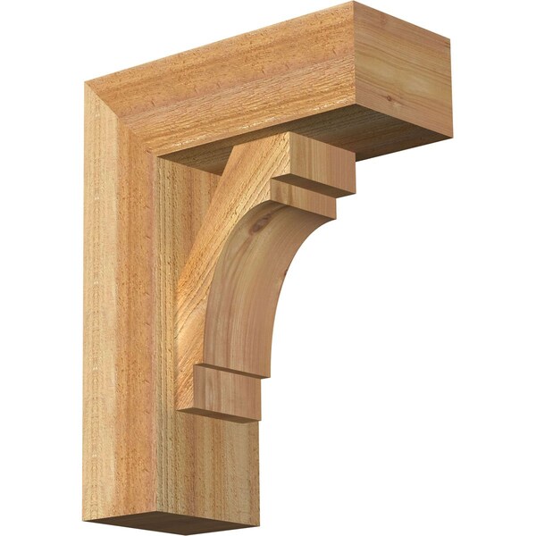Ekena Millwork Merced Block Rough Sawn Bracket w/ Offset Brace, Western Red Cedar, 6"W x 14"D x 18"H BKT0604X14X18MRC05RWR - main